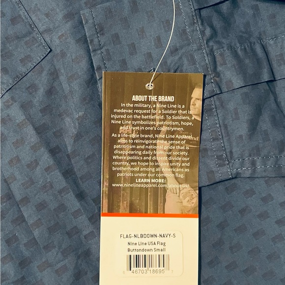 Men’s Navy Blue Nine Line Button Down - Picture 6 of 6